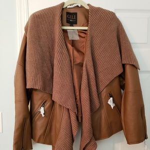G.I.L.I FAUX LEATHER AND KNIT JACKET